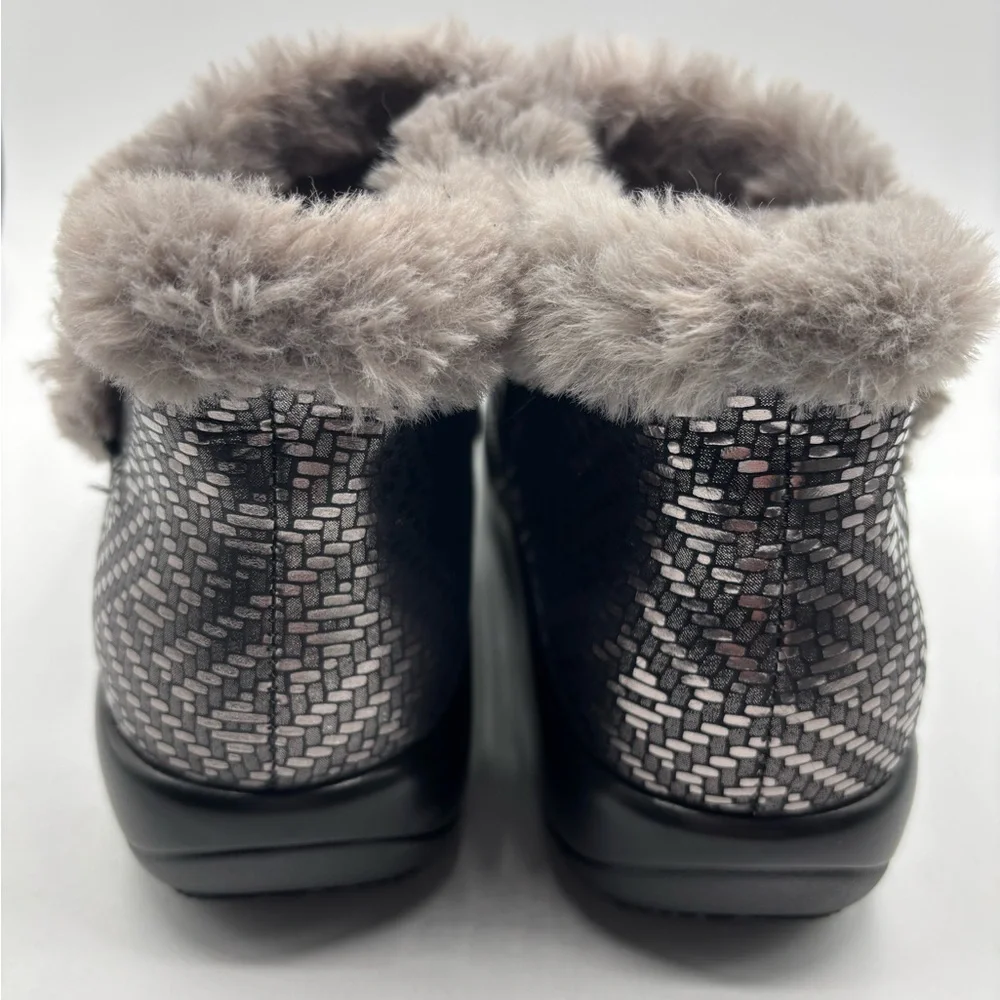 Alegria  by PG Lite Meri Pewter Faux Fur‎ Lining Boots Slip Resistant Size 38